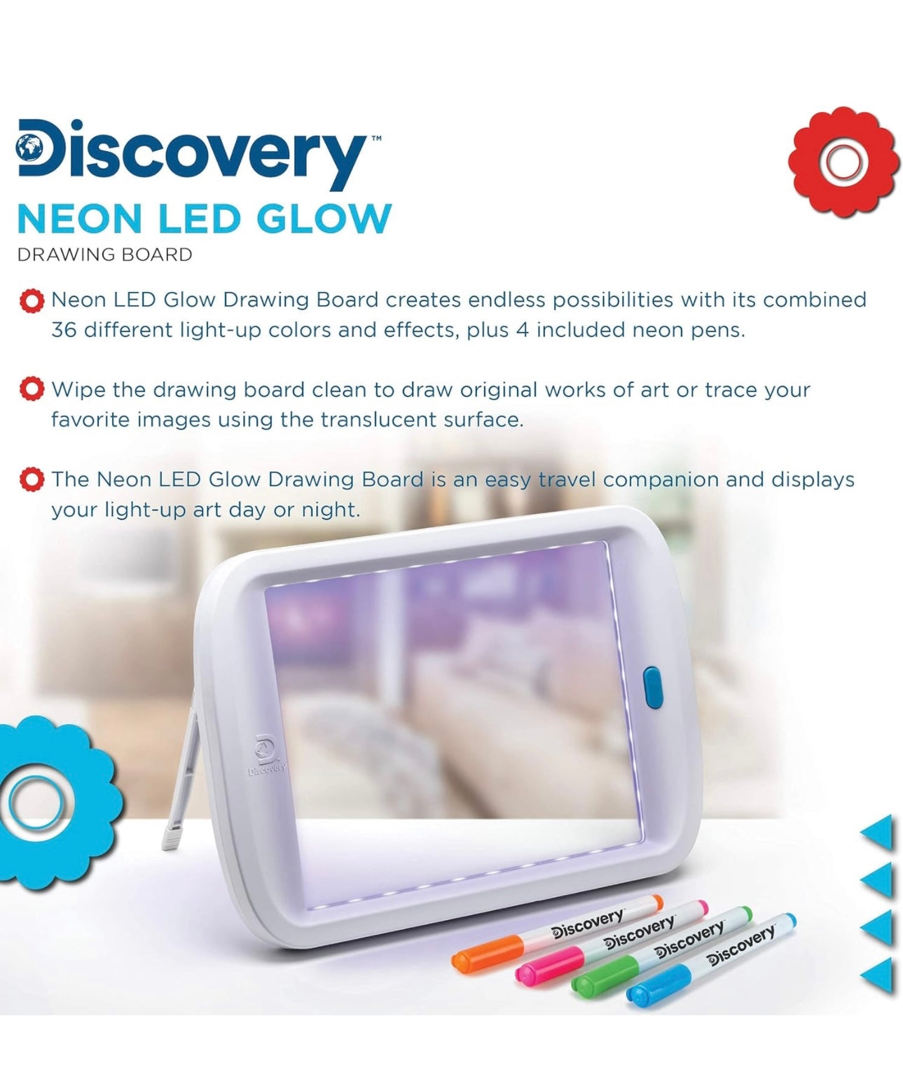 Discovery Neon LED Glow Drawing Board